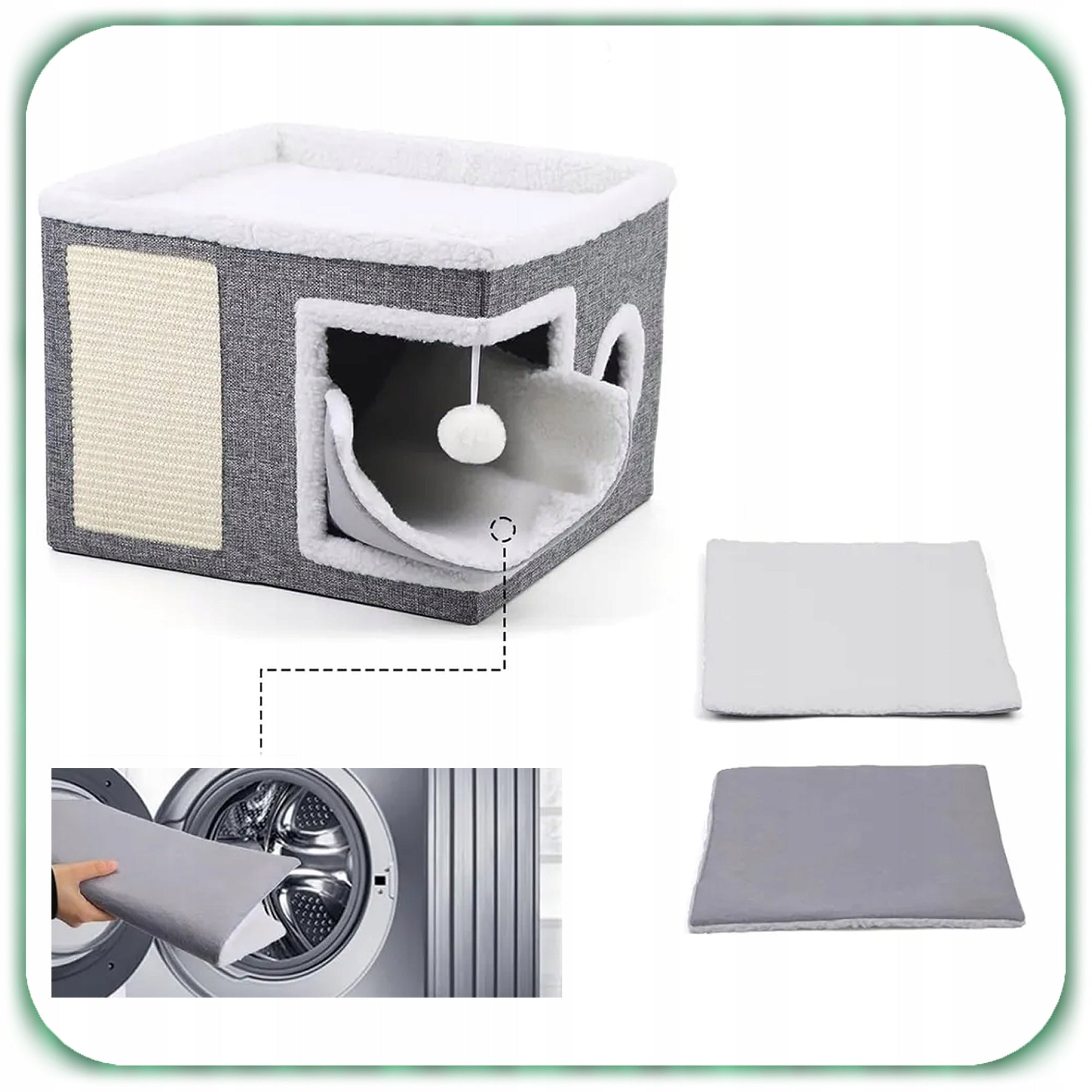 CAT HOUSE FOLDING BED BOOTH 42x42x31cm SCRATCHING POST GREY 2 LEVELS Manufacturer code 007454