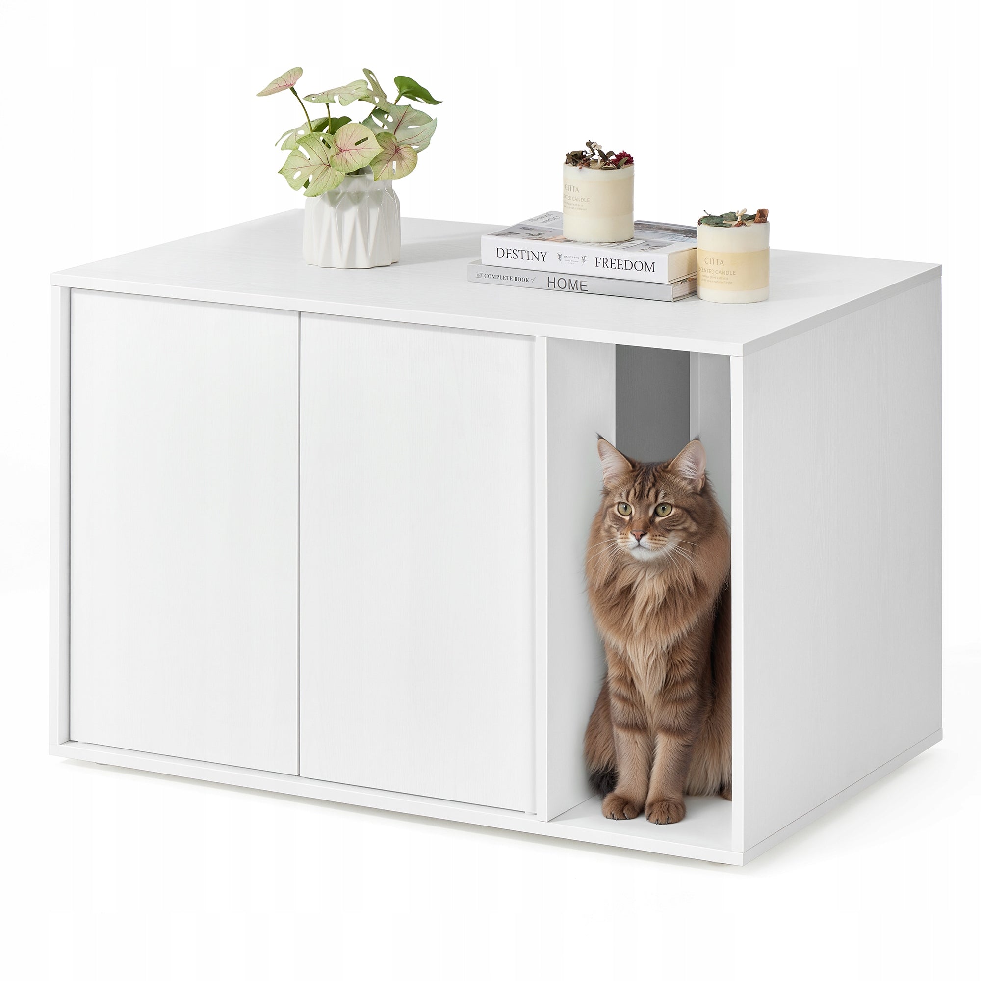 CAT HOUSE LOCKABLE LITTER BOX CABINET CAT STORAGE BED Kind closed litter box