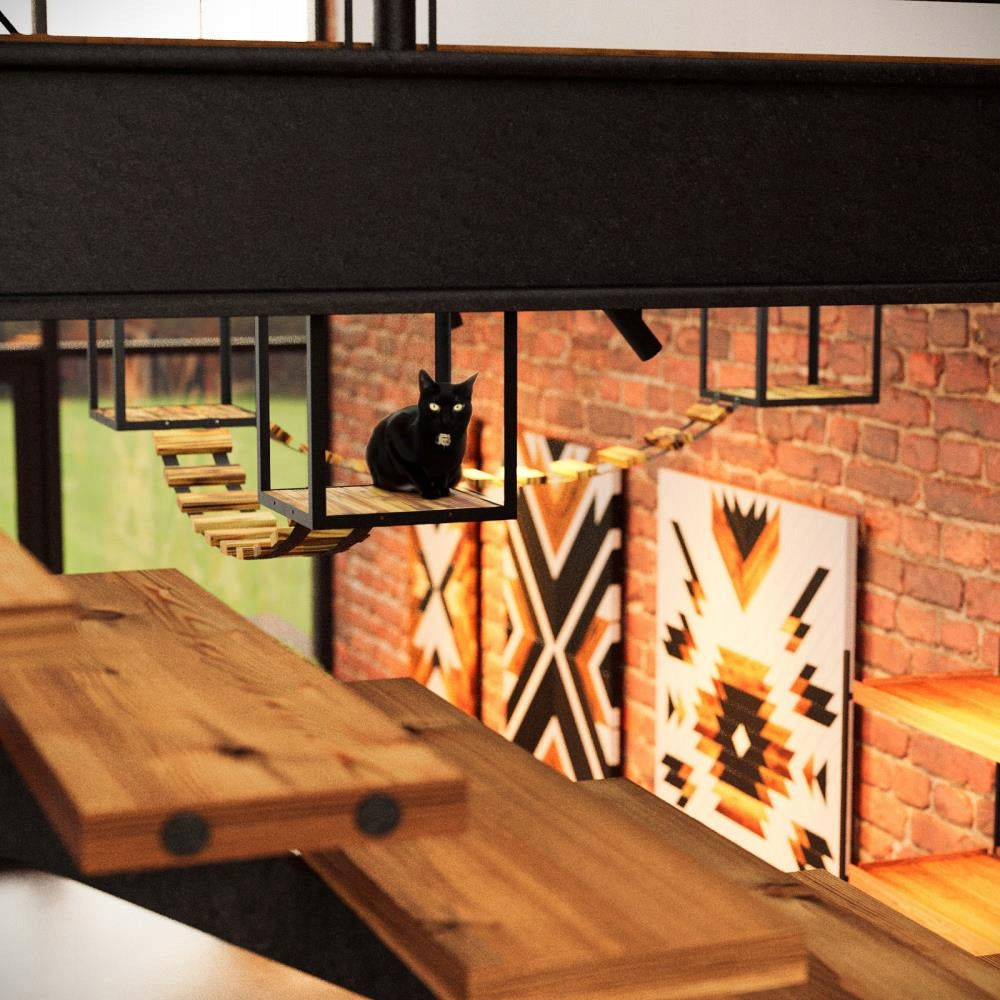 CAT HOUSE LOFT FURNITURE CAT ENCLOSURE SET Mounting location attaches to walls