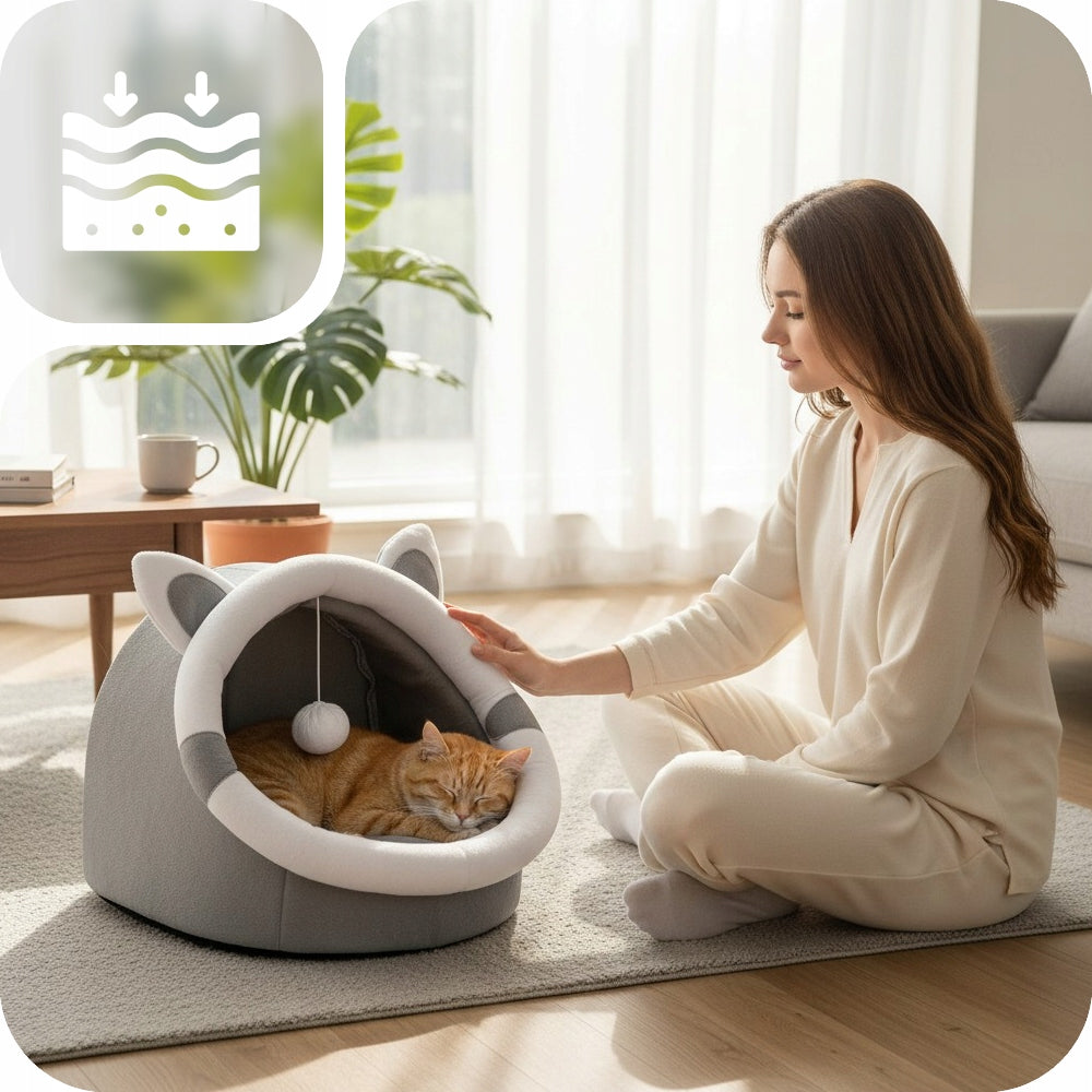 CAT HOUSE PLUSH BED WARM PLAYPEN TOY BALL + PILLOW Manufacturer code DH-05-M