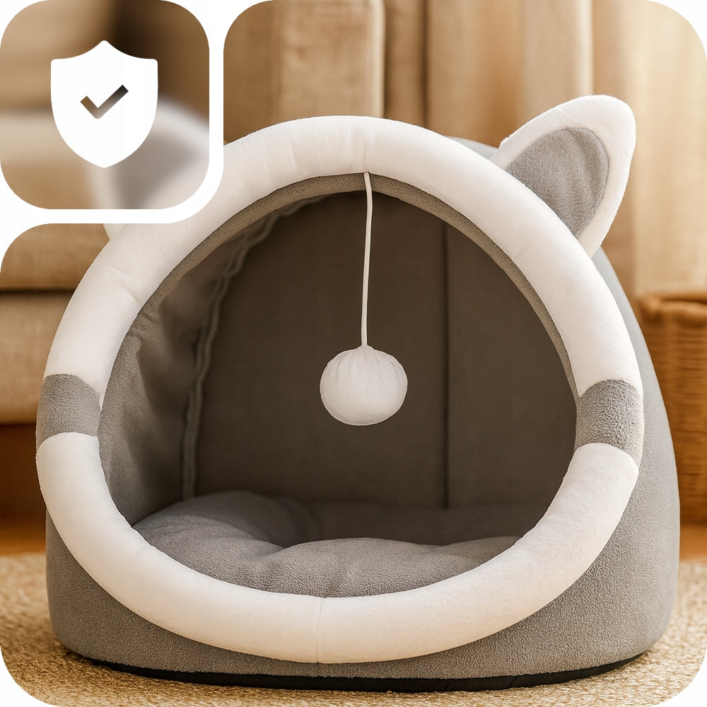 CAT HOUSE PLUSH BED WARM PLAYPEN TOY BALL + PILLOW Product width 35 cm