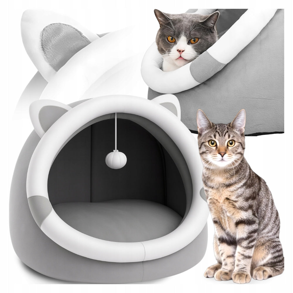 CAT HOUSE PLUSH BED WARM PLAYPEN TOY BALL + PILLOW
