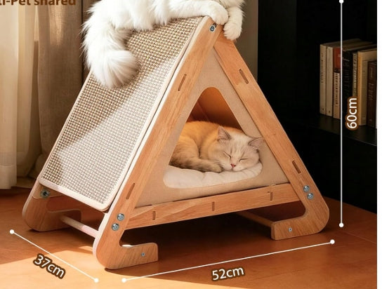 CAT HOUSE SCRATCHER BOOTH SLEEPING BED 2in1 TENT CAVE 52cm Manufacturer code DOMEK DLA KOTA DRAPAK BUDKA LEGOWISKO