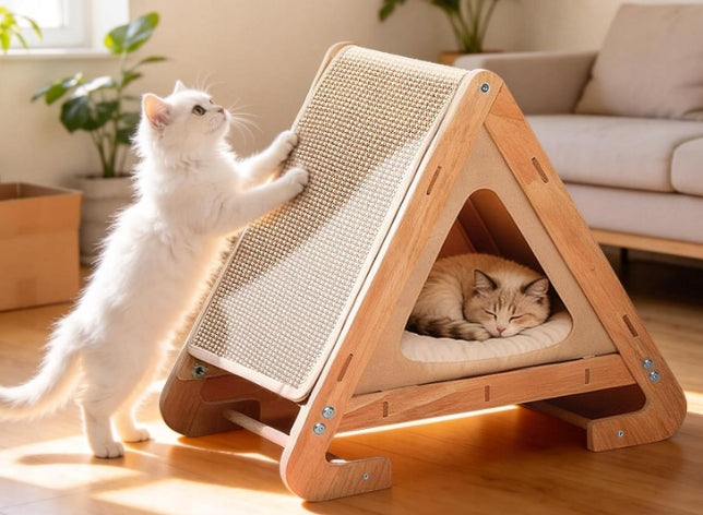 CAT HOUSE SCRATCHER BOOTH SLEEPING BED 2in1 TENT CAVE 52cm Trade name DOMEK DLA KOTA DRAPAK BUDKA LEGOWISKO