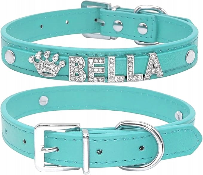 CAT IDENTIFIER LEATHER COLLAR WITH NAME PERSONALIZED BLUE Brand no brand