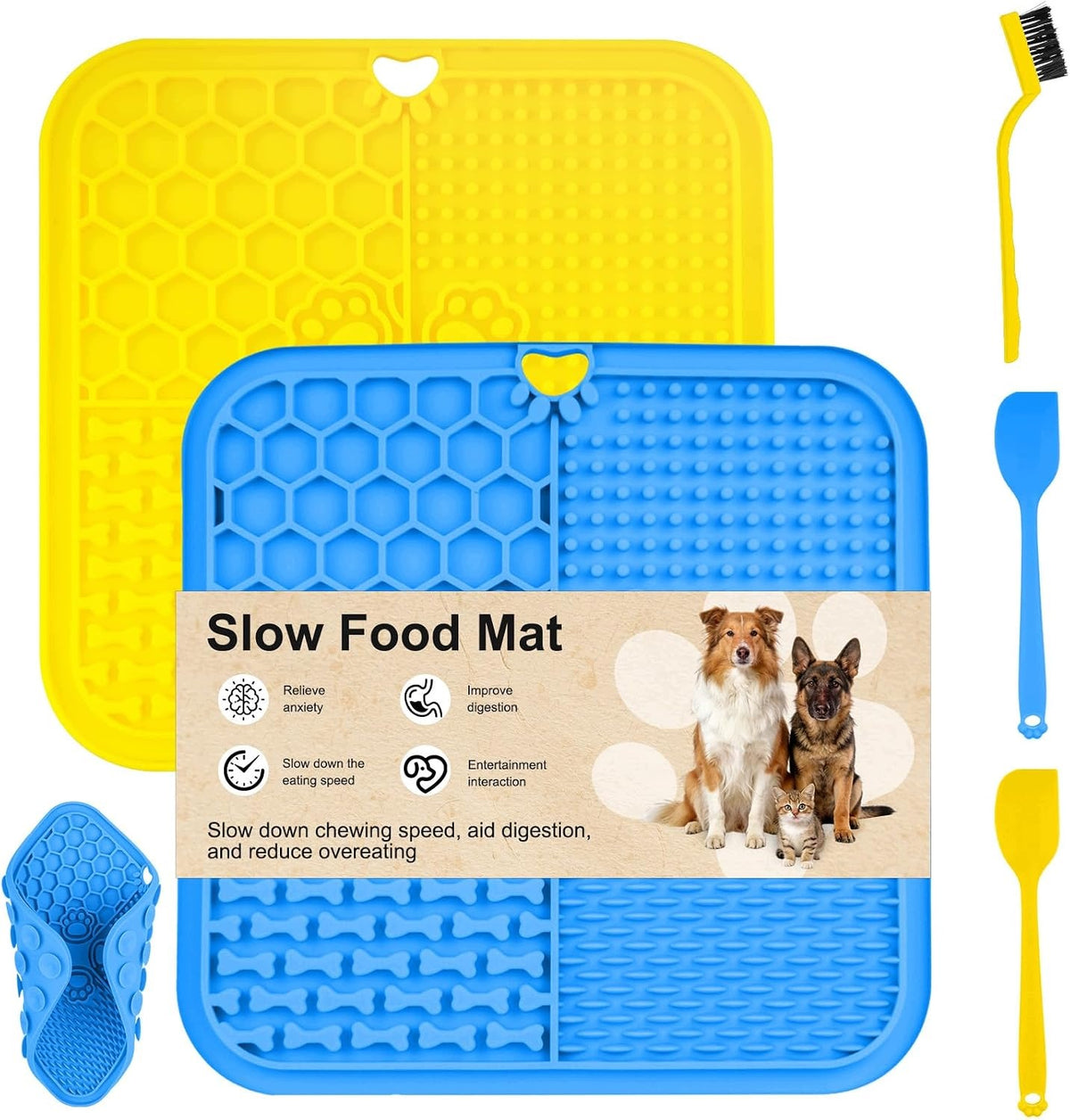 CAT LICKING MAT 20X20 CM WITH SUCTION CUP SET OF 2