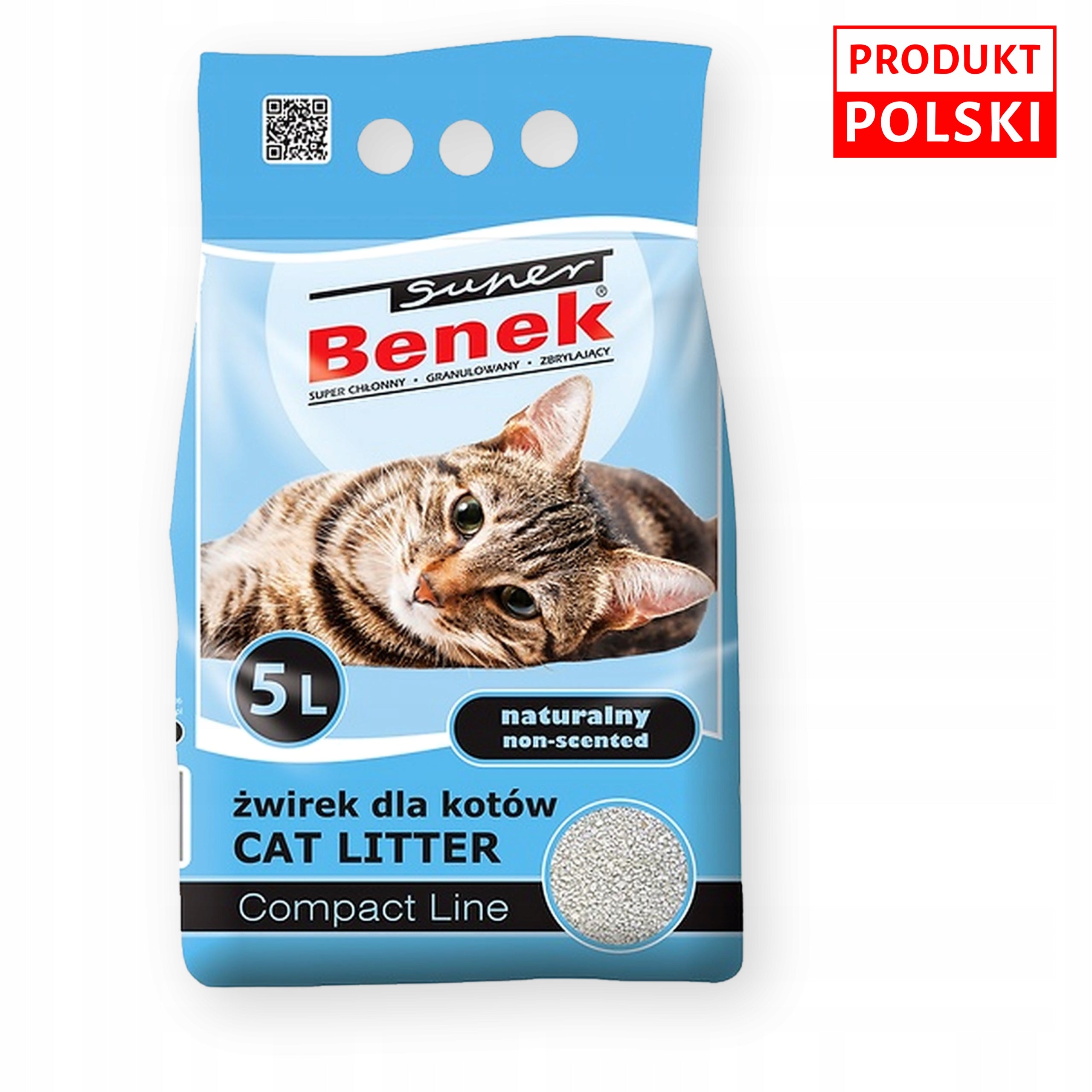 CAT LITTER BENEK COMPACT 5L BENTONITE NATURAL FINE-GRAINED Manufacturer code SB-COMPACT-5L