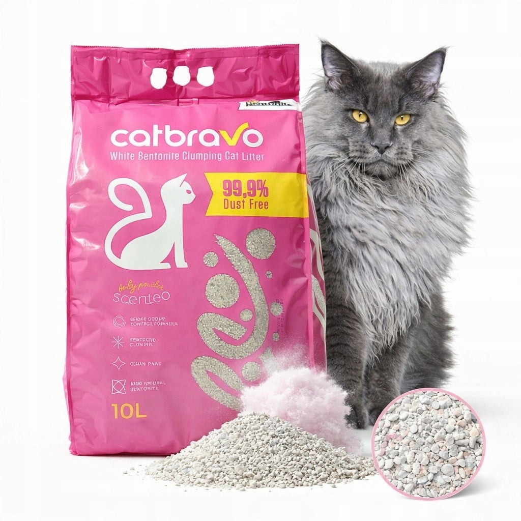 CAT LITTER BENTONITE BABY POWDER 10L CATBRAVO