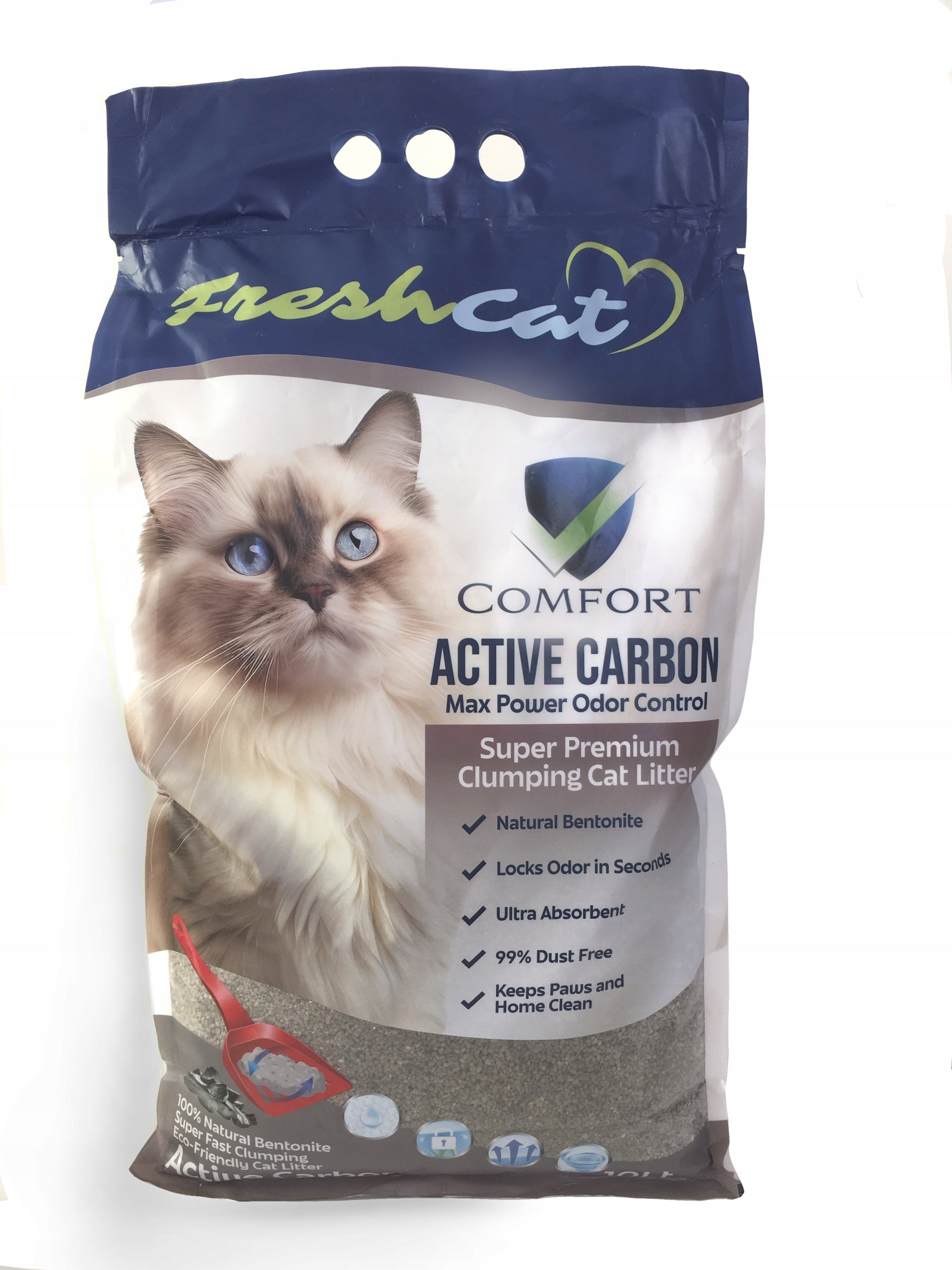 CAT LITTER BENTONITE NATURAL DUST-FREE WITH CARBON 10L FRESH CAT Product weight 9.5 kg