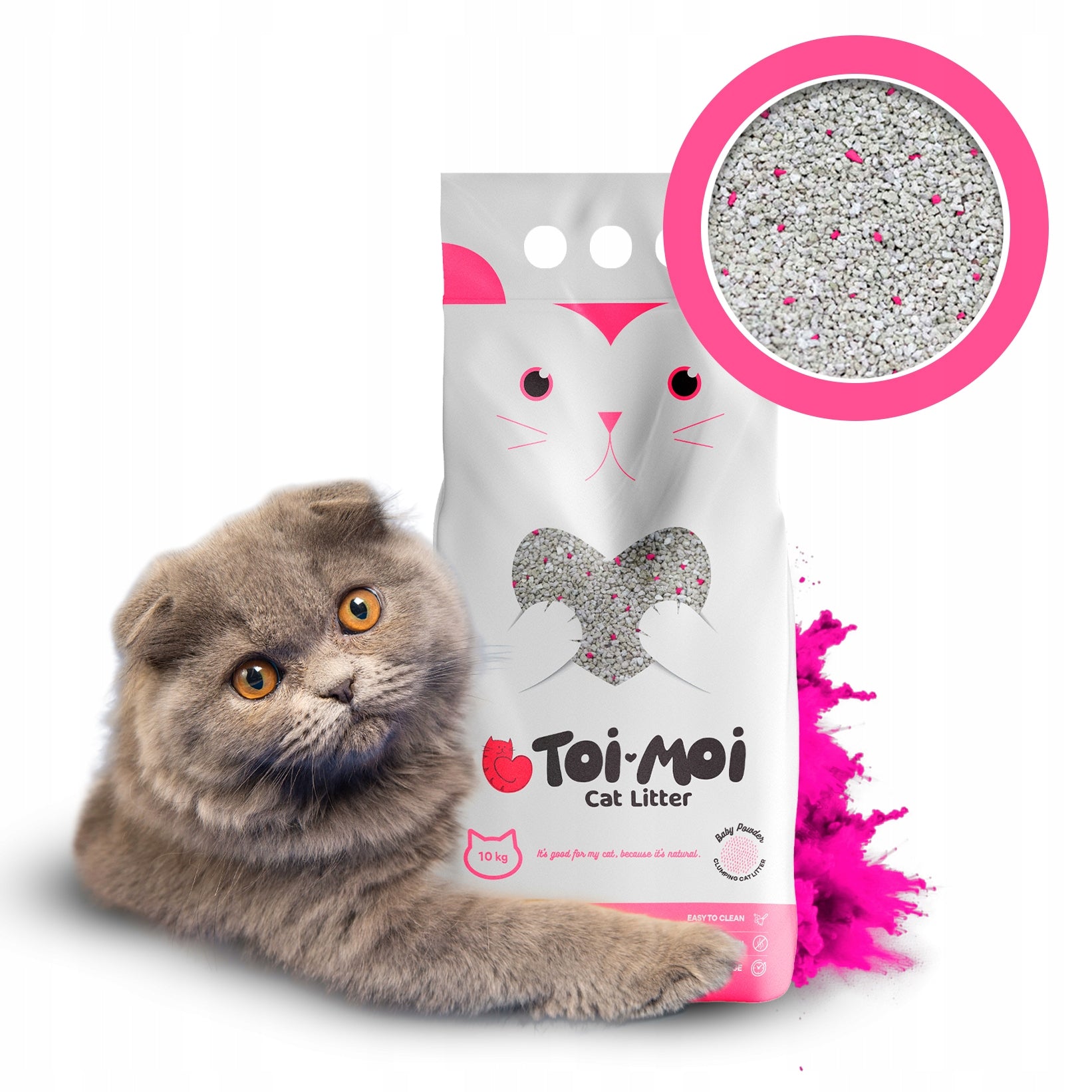 CAT LITTER BENTONITE POWDER SCENT FOR CHILDREN 10L DUST-FREE, Toi Moi