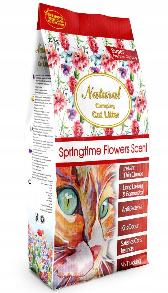 CAT LITTER BENTONITE SPRINGTIME FLOWERS 25L CLUMPING NATURAL