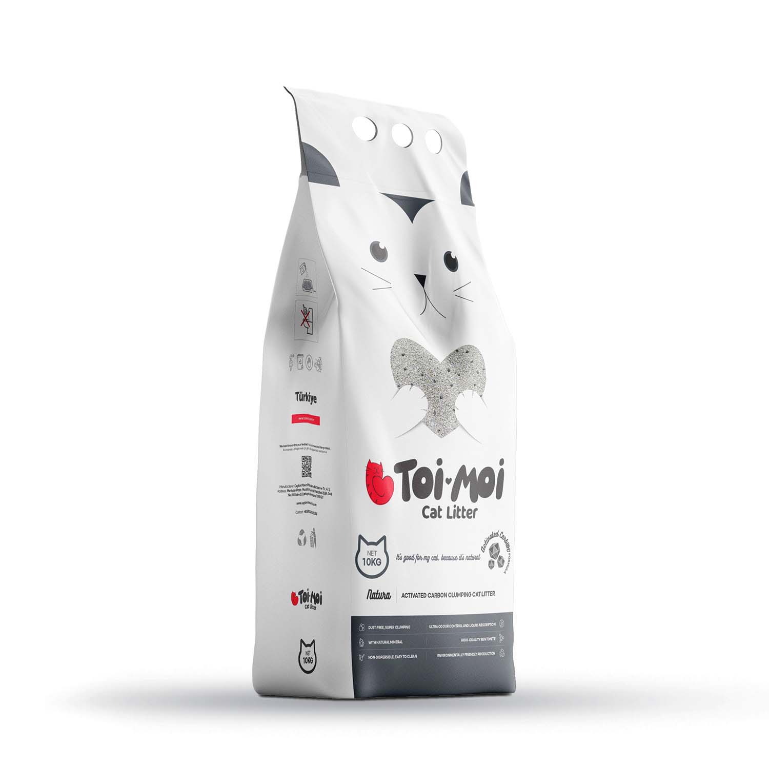 CAT LITTER BENTONITE UNSCENTED 20L ACTIVE DUST-FREE CARBON Brand Toi Moi