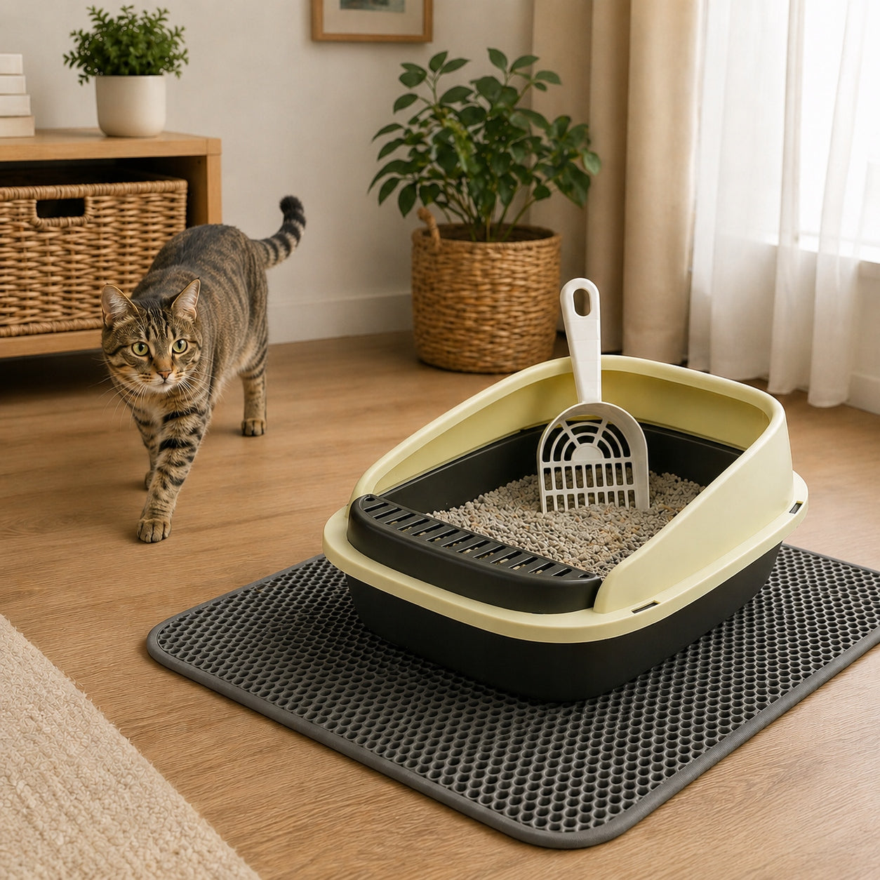 CAT LITTER BOX 40x30 CM OPEN FOR LITTER WITH FRAME+LARGE PLASTIC SPATULA Brand no brand