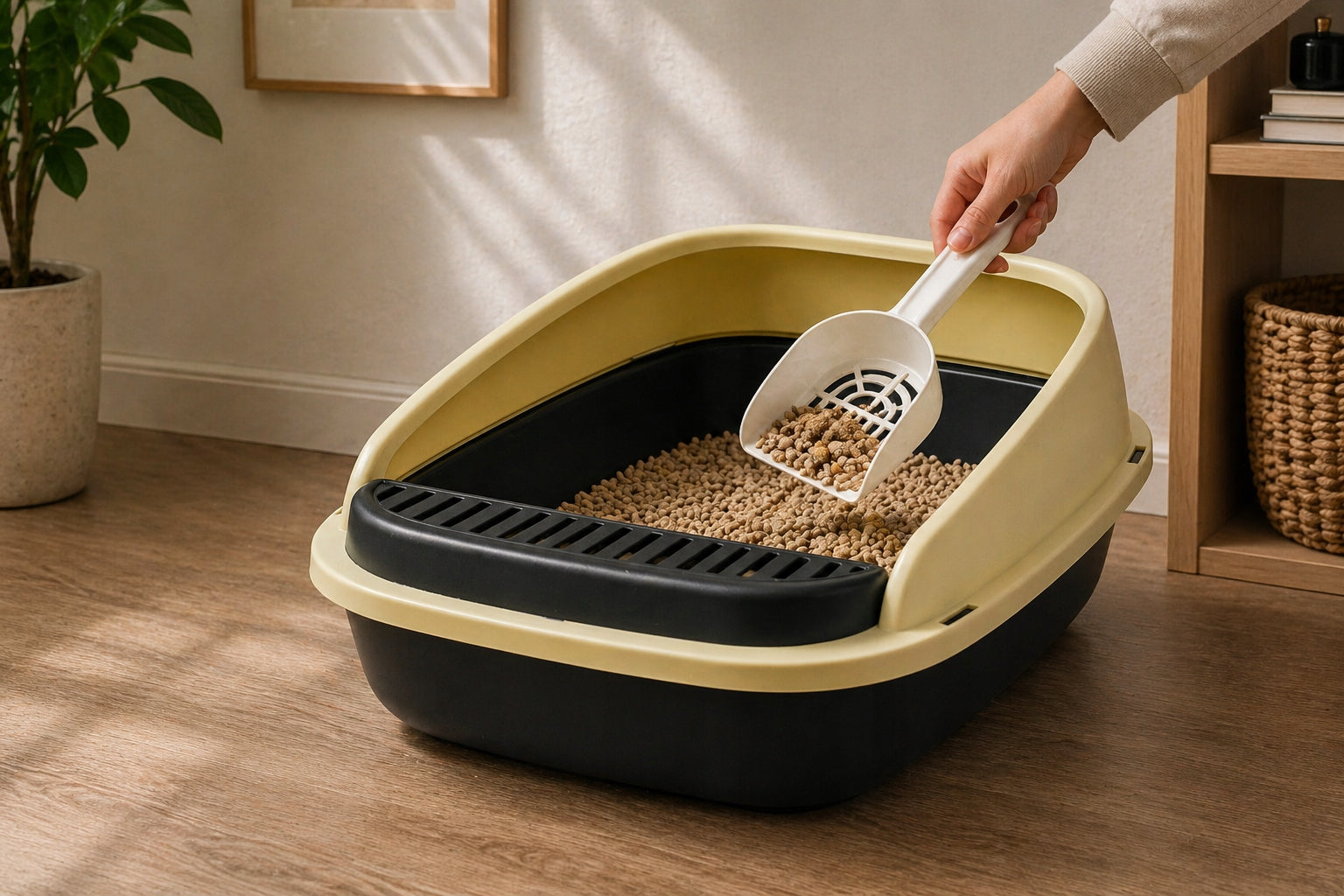 CAT LITTER BOX 40x30 CM OPEN FOR LITTER WITH FRAME+LARGE PLASTIC SPATULA Length 40 cm