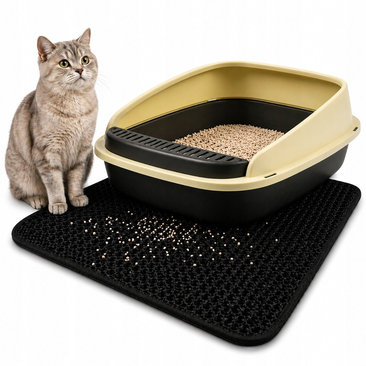CAT LITTER BOX 40x30 CM OPEN FOR LITTER WITH FRAME+LARGE PLASTIC SPATULA Model Kuweta otwarta AT013