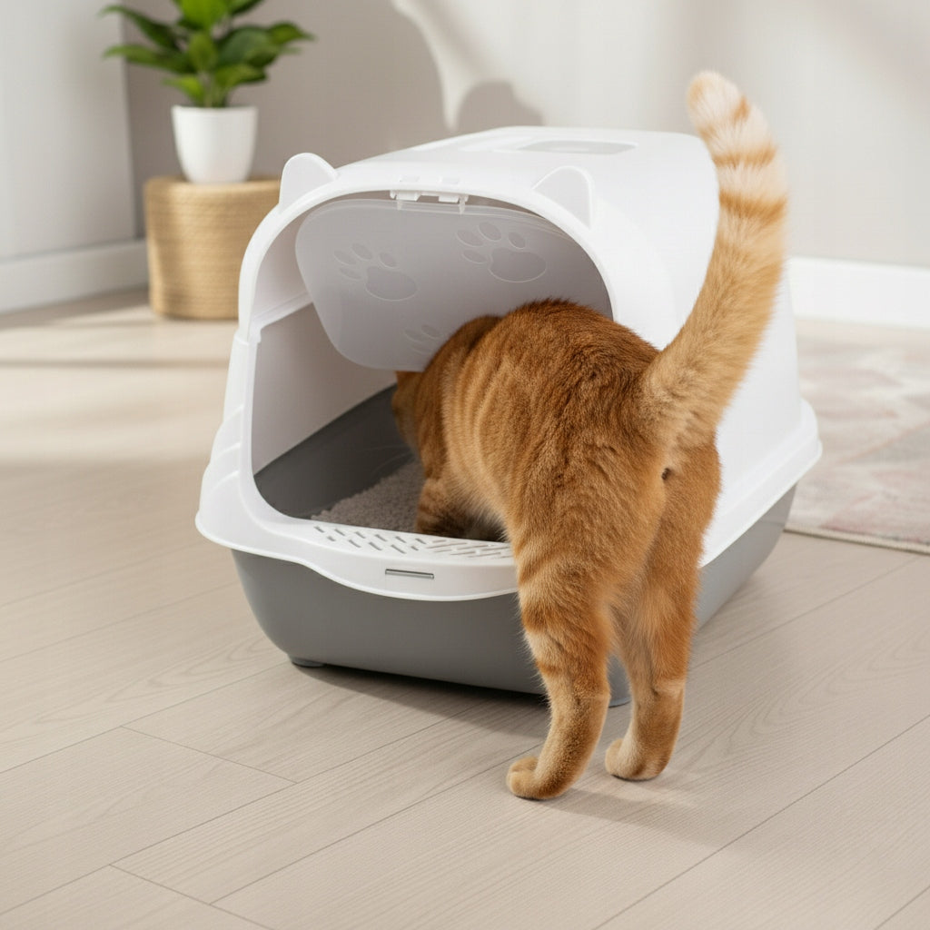CAT LITTER BOX CLOSED LARGE FOR LITTER WITH SPATULA FILTER COVERED TOILET Kind closed litter box