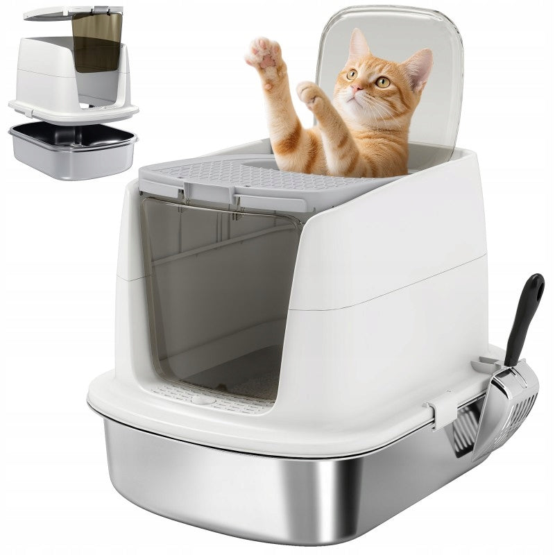 CAT LITTER BOX CLOSED LARGE FOR LITTER WITH SPATULA FILTER COVERED TOILET