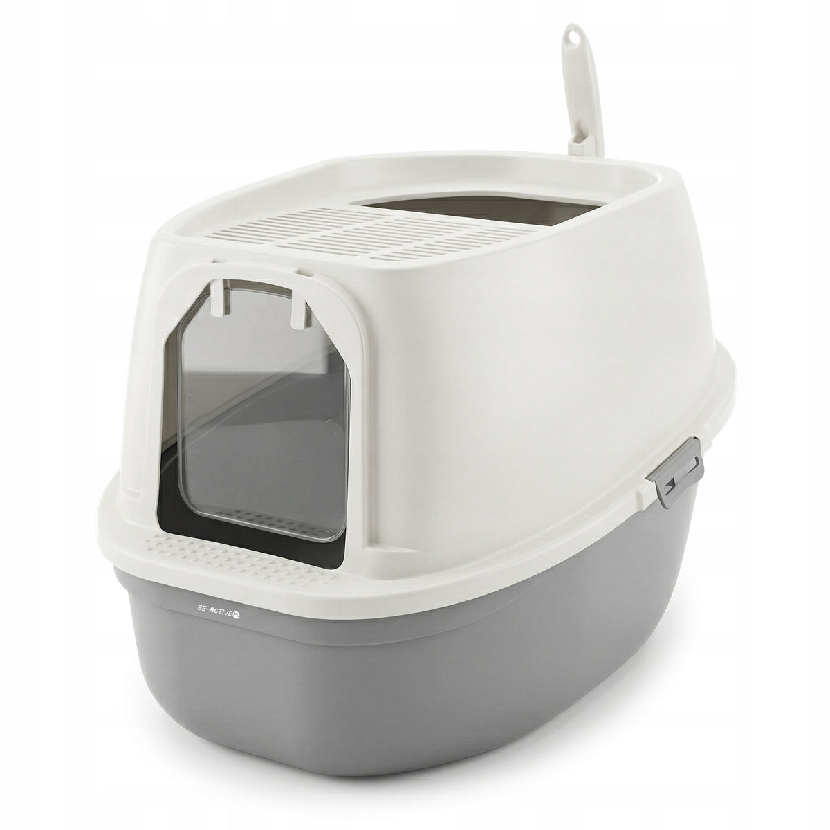 CAT LITTER BOX CLOSED TOILET LARGE+ SPATULA FASTENED WHITE Packaging status original