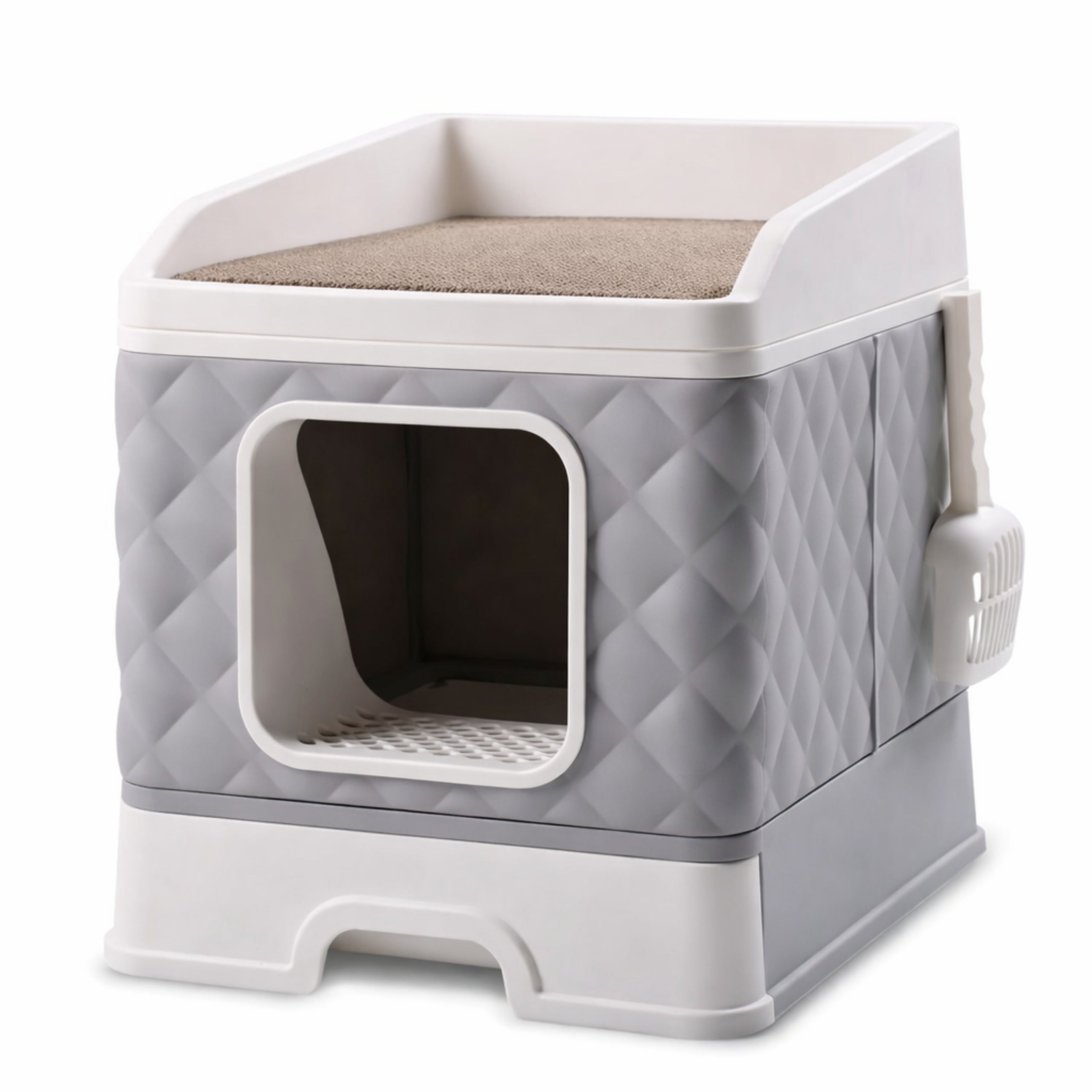 CAT LITTER BOX CLOSED WITH SCRATCHER BED 3in1 RETRACTABLE XXL LARGE Packaging status original