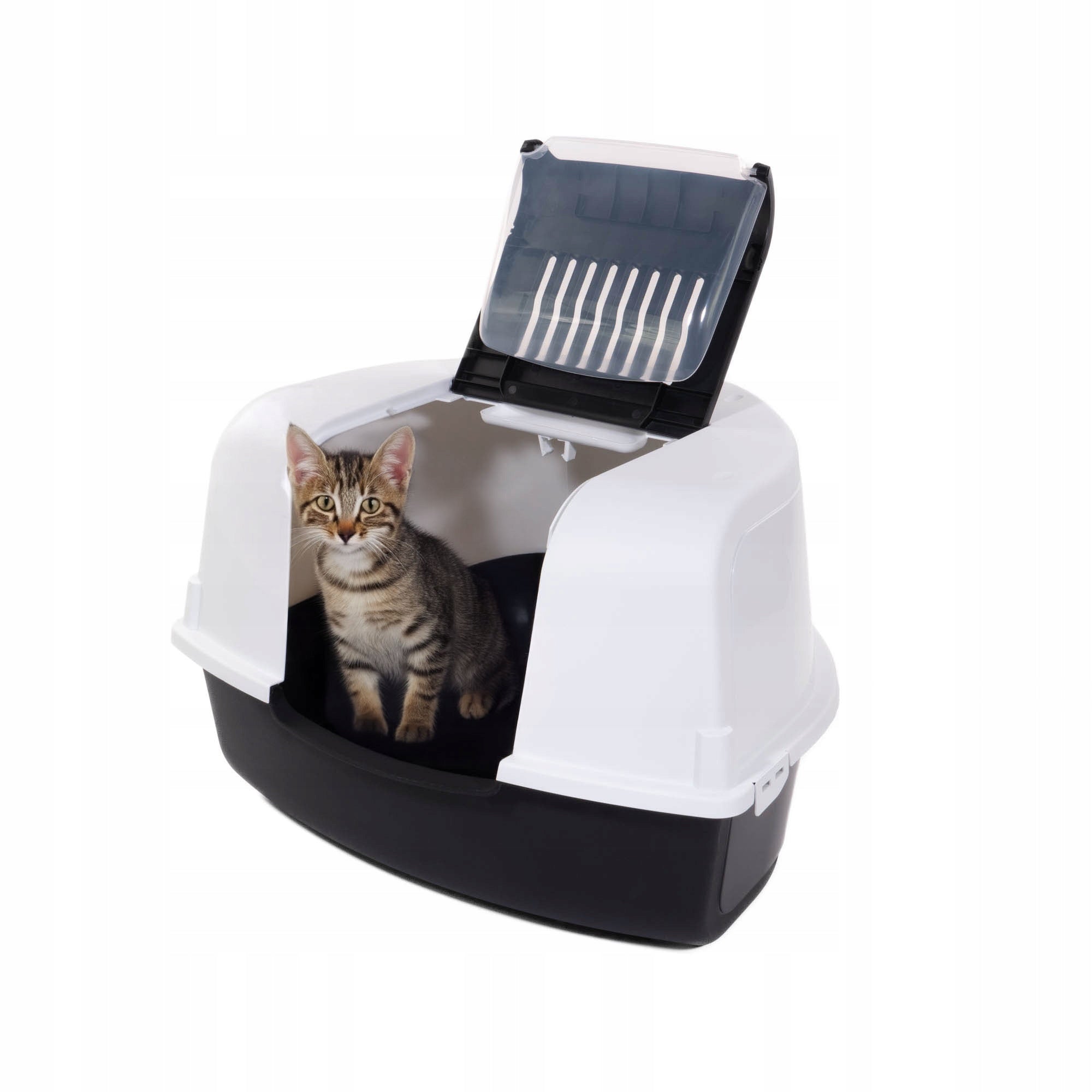 CAT LITTER BOX CORNER CLOSED WHITE MOBILE ANTHRACITE 58 x 47 x 38 CM Kind closed litter box