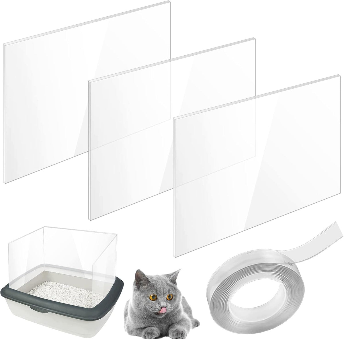 CAT LITTER BOX COVER 30X40 CM TRANSPARENT SPLASH PROTECTION