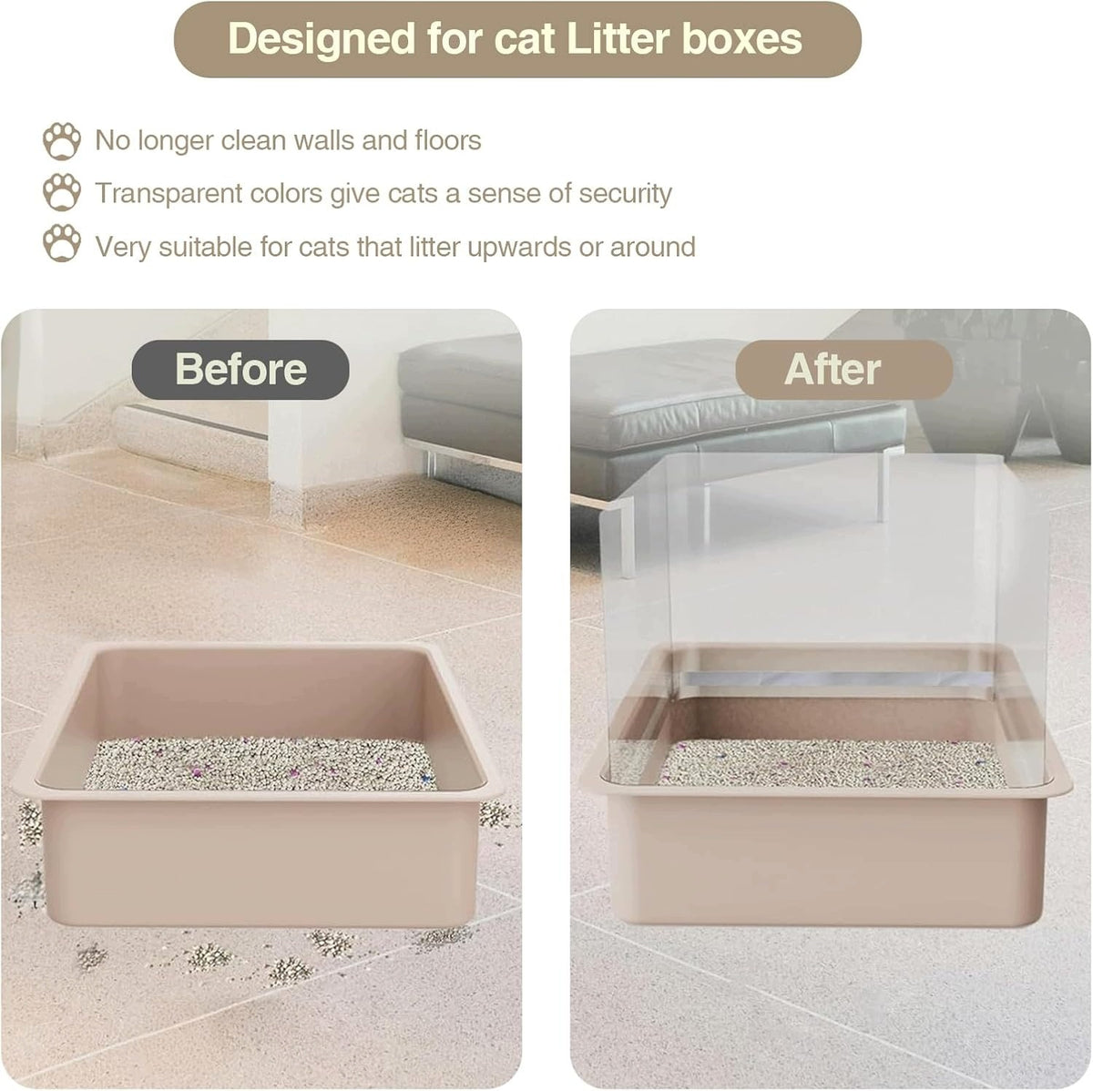 CAT LITTER BOX COVERS TRANSPARENT PVC 30X40CM 6 PCS VELCRO Manufacturer code 5908040149480
