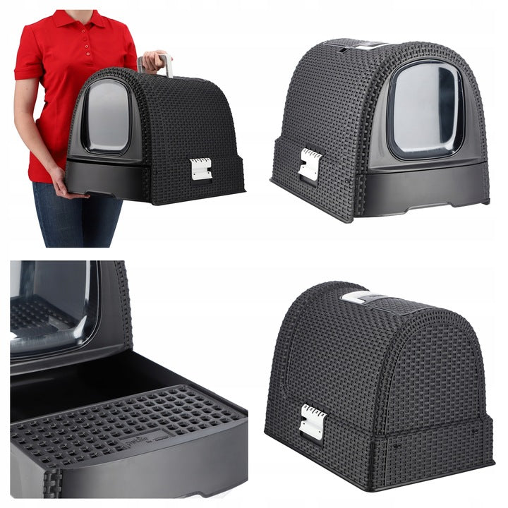 CAT LITTER BOX CURVER LOCKABLE TOILET WITH PULL-OUT DRAWER FILTER SOLID Product height 38 cm