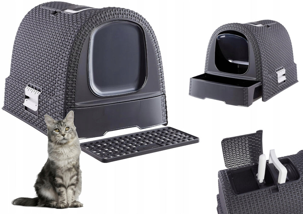 CAT LITTER BOX CURVER LOCKABLE TOILET WITH PULL-OUT DRAWER FILTER SOLID
