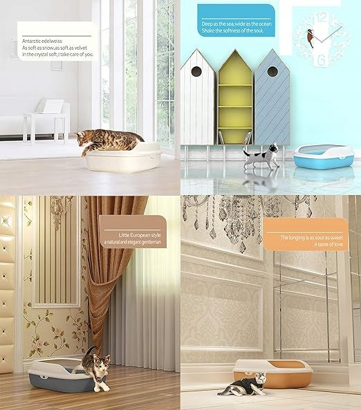 CAT LITTER BOX HIGH SIDE WALLS CAT BOX CAT TOILET Packaging status original