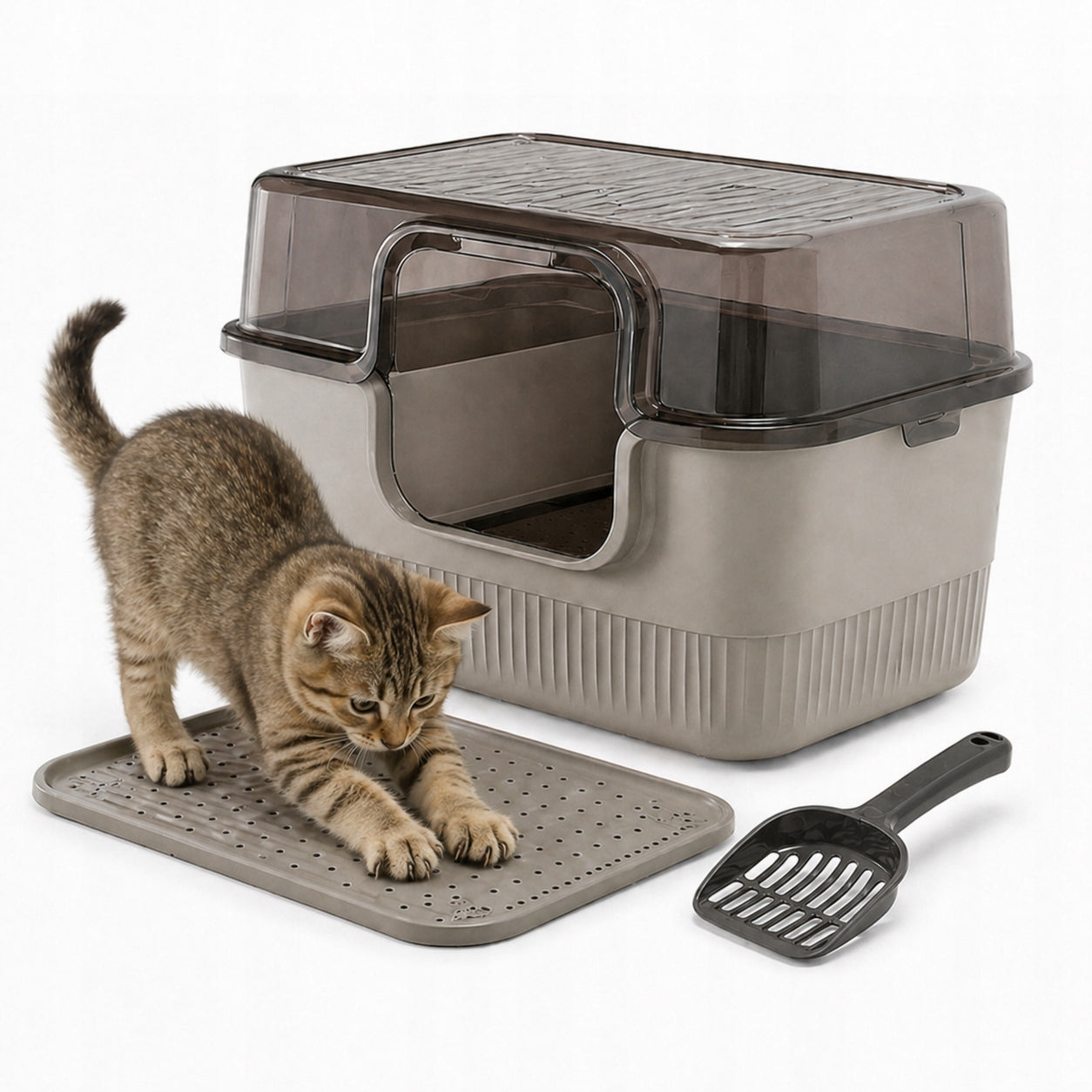 CAT LITTER BOX LARGE CLOSED COVERED MAT