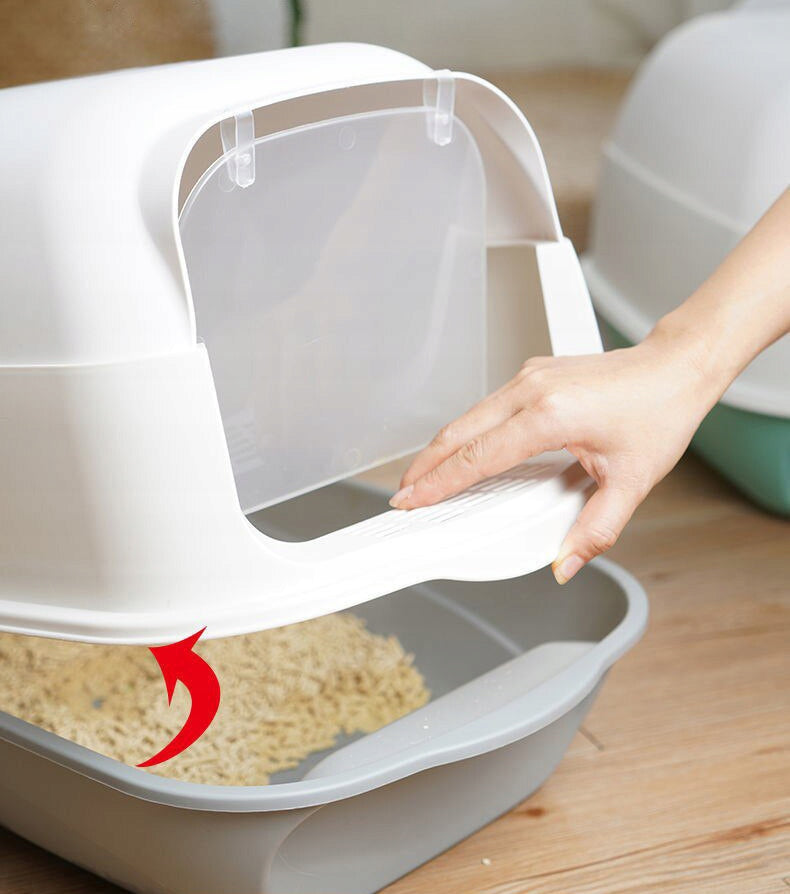 CAT LITTER BOX LARGE CLOSED WITH LITTER WITH FILTER EASY ENTRY WITHOUT DOOR Model start