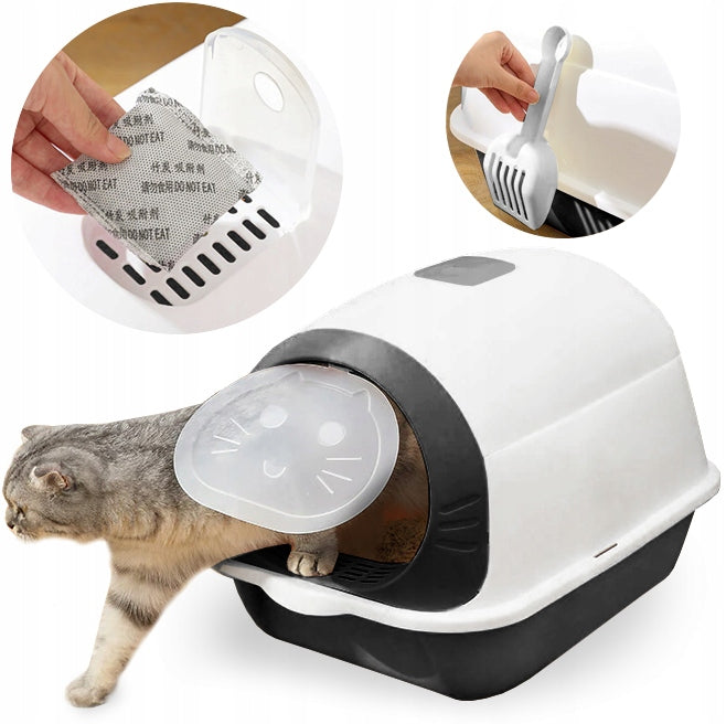 CAT LITTER BOX LARGE CLOSED WITH LITTER WITH FILTER