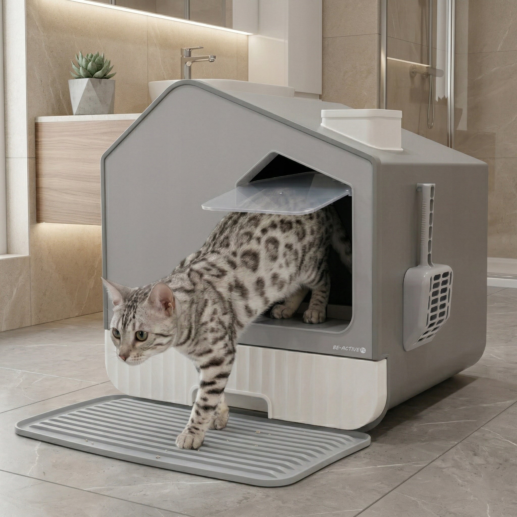 CAT LITTER BOX LARGE FOR LITTER CLOSED COVERED SPATULA WIPER HOUSE Manufacturer code KUWETA DLA KOTA SZUFLADĄ NA ŻWIREK ZAMKNIĘTA