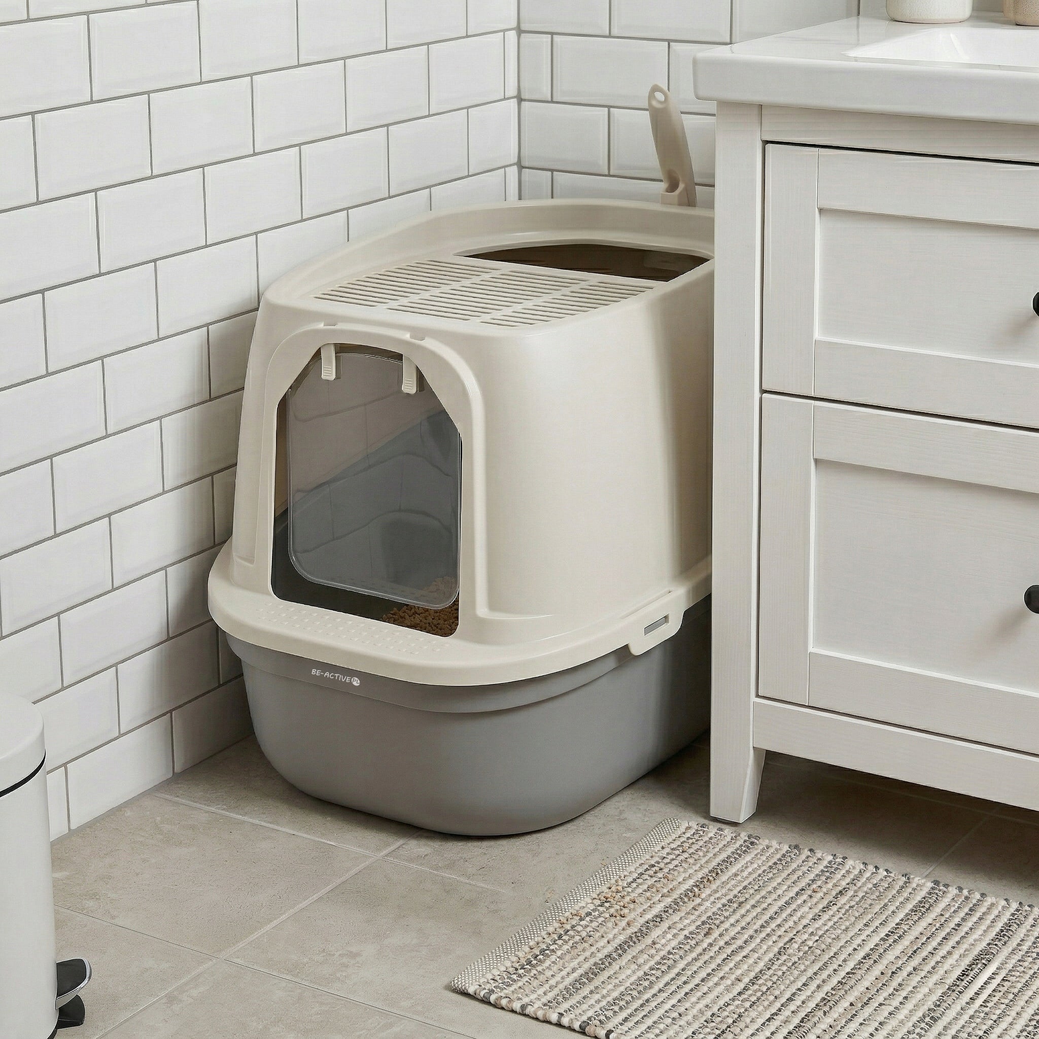 CAT LITTER BOX LARGE FOR LITTER CLOSED TOILET COVERED SPATULA Brand Be-Active.pl