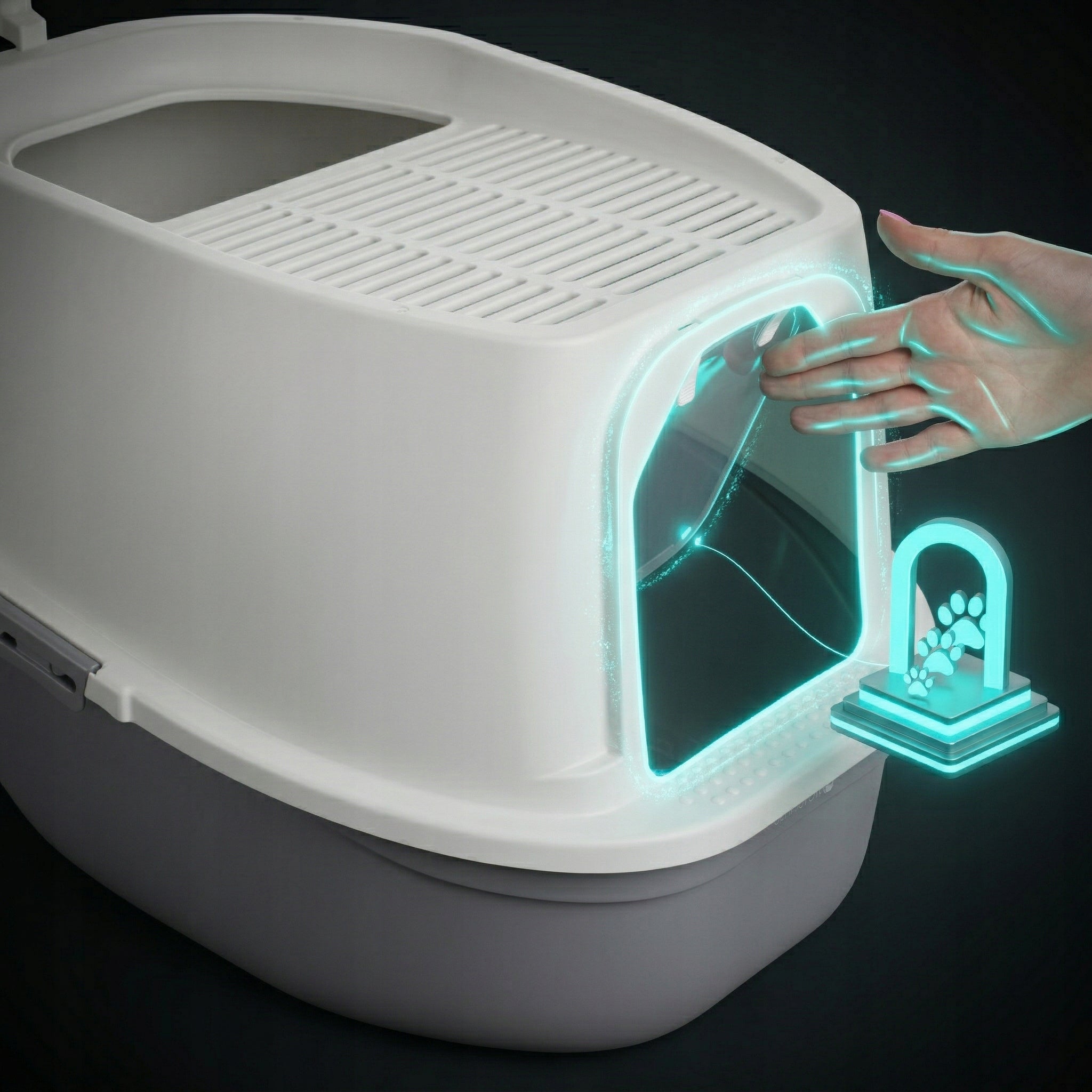 CAT LITTER BOX LARGE FOR LITTER CLOSED TOILET COVERED SPATULA Kind closed litter box