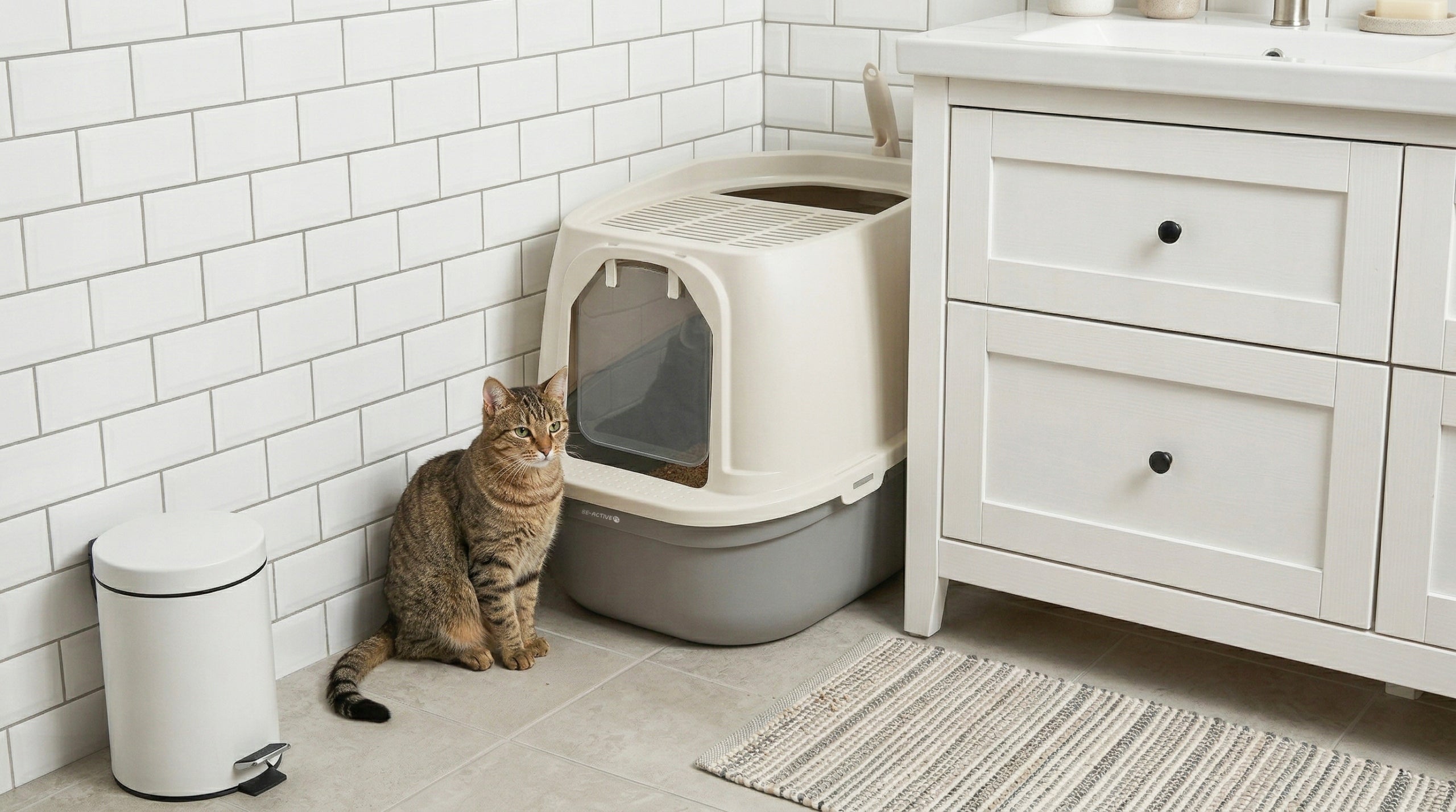 CAT LITTER BOX LARGE FOR LITTER CLOSED TOILET COVERED SPATULA Packaging status original