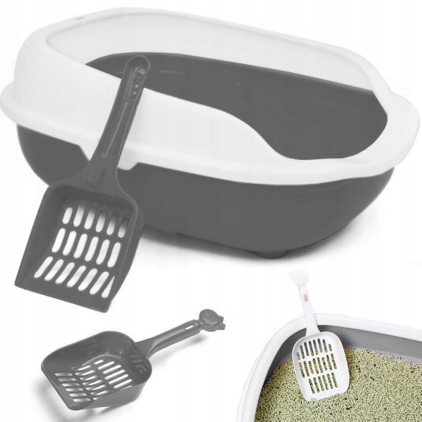 CAT LITTER BOX LARGE OPEN TO LITTER + SPATULA Brand Reverse