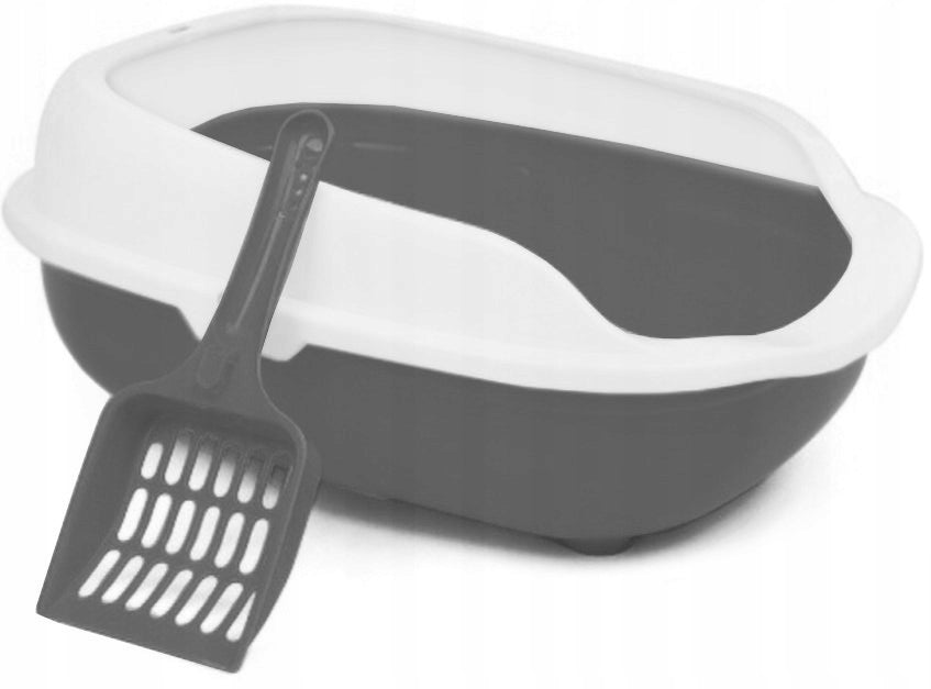CAT LITTER BOX LARGE OPEN TO LITTER + SPATULA Color black