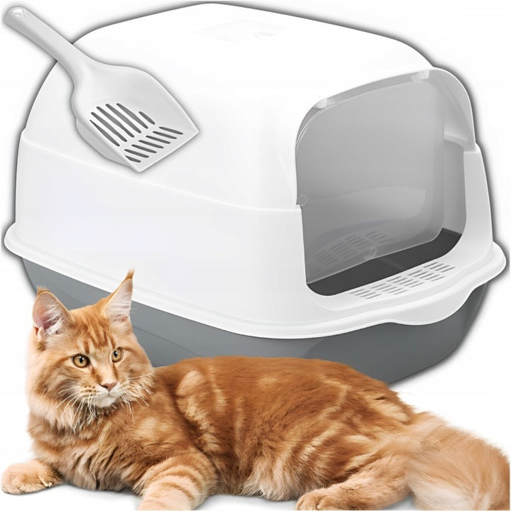 CAT LITTER BOX LARGE SOLID DURABLE LITTER-CLOSED SPATULA FILTER