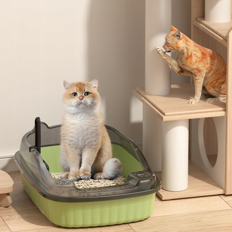 CAT LITTER BOX LARGE SOLID DURABLE OPEN TO LITTER + SPATULA Brand Reverse