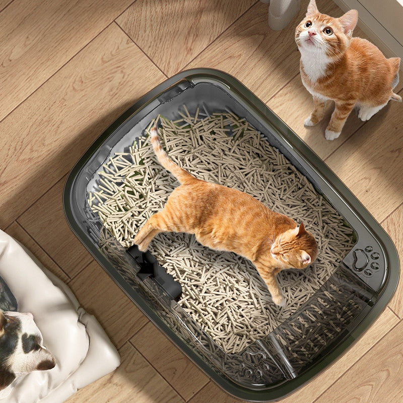 CAT LITTER BOX LARGE SOLID DURABLE OPEN TO LITTER + SPATULA Kind open litter box