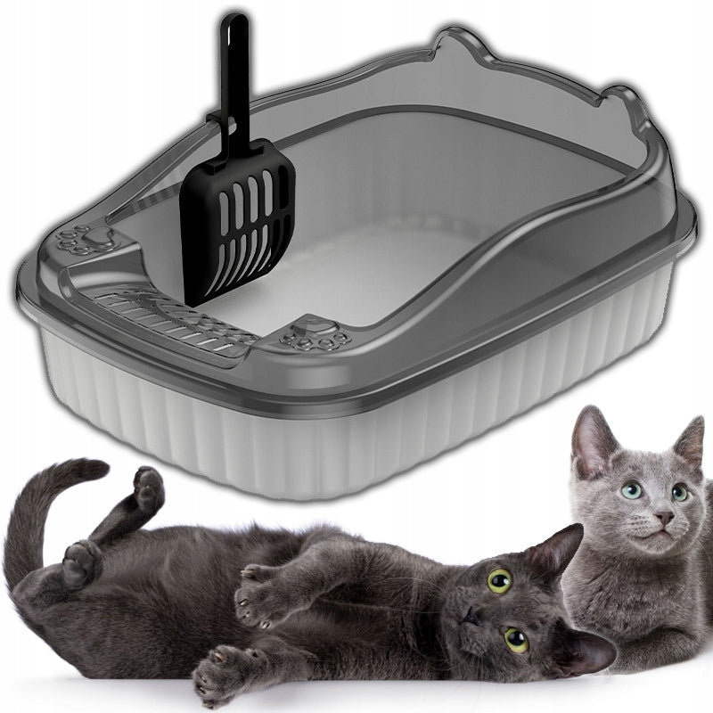 CAT LITTER BOX LARGE SOLID DURABLE OPEN TO LITTER + SPATULA