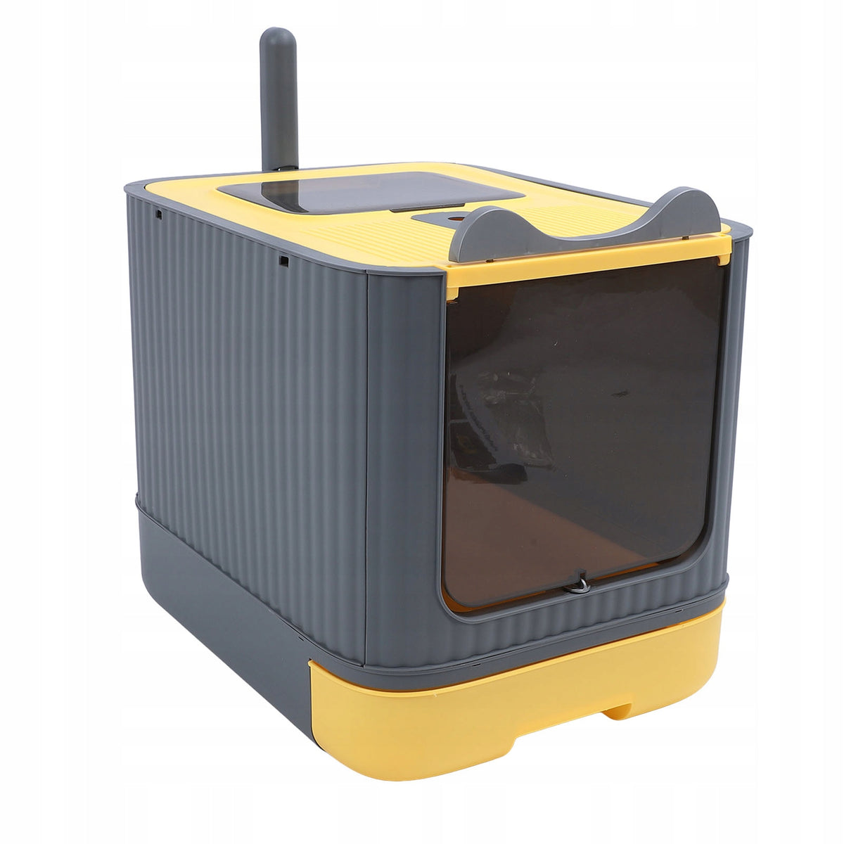 CAT LITTER BOX LARGE WITH DRAWER CLOSED COVERED TOILET SPATULA YELLOW