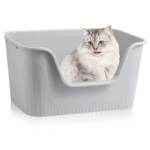 CAT LITTER BOX LARGE XXL 64X45X33CM HIGH SIDES WITHOUT LID GREY