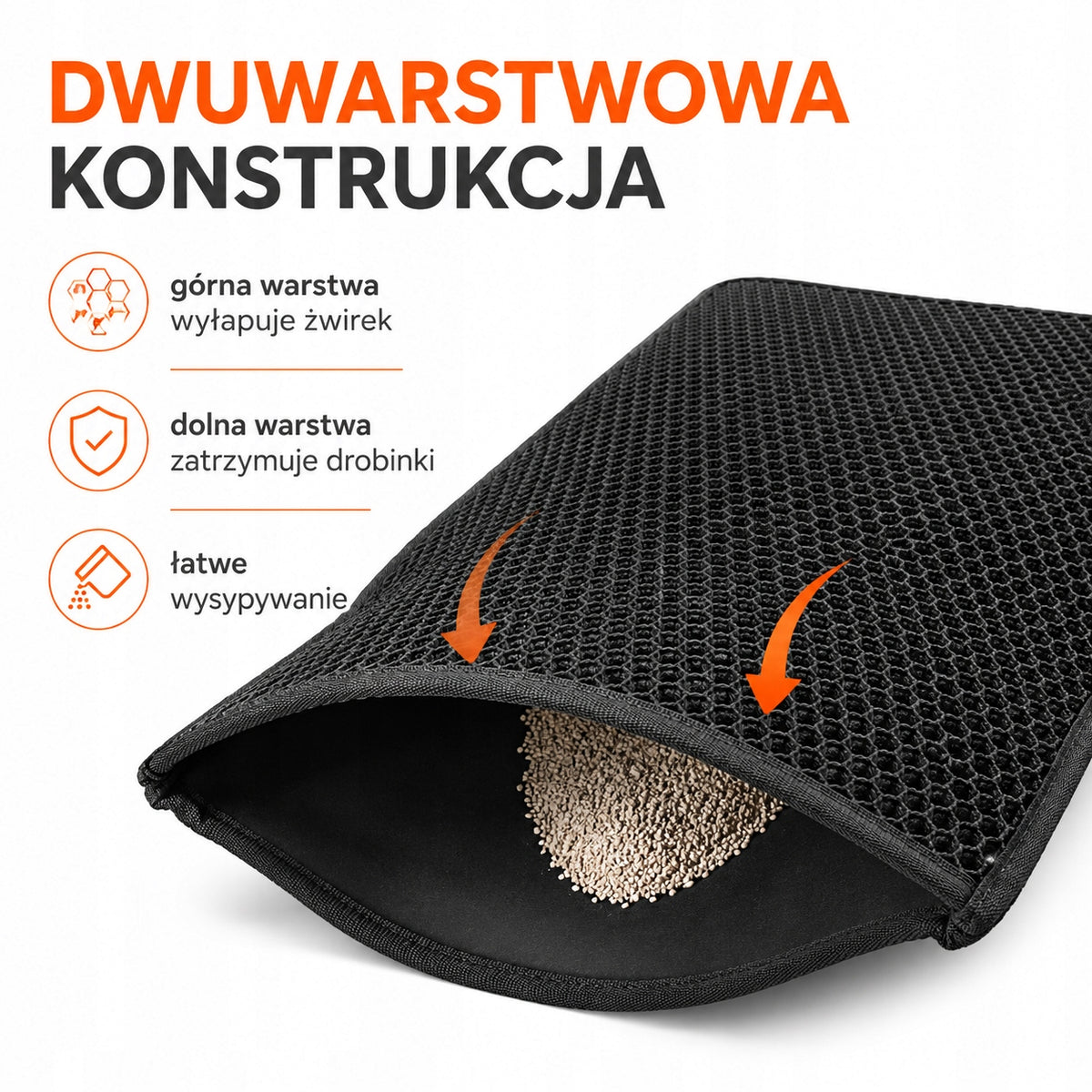 CAT LITTER BOX MAT 50x40 BLACK LITTER DOORMAT Manufacturer code MATA POD KUWETĘ