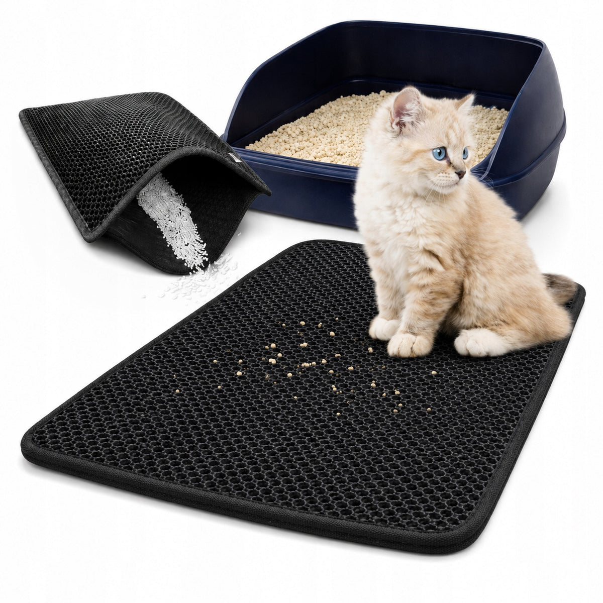 CAT LITTER BOX MAT 50x40 BLACK LITTER DOORMAT