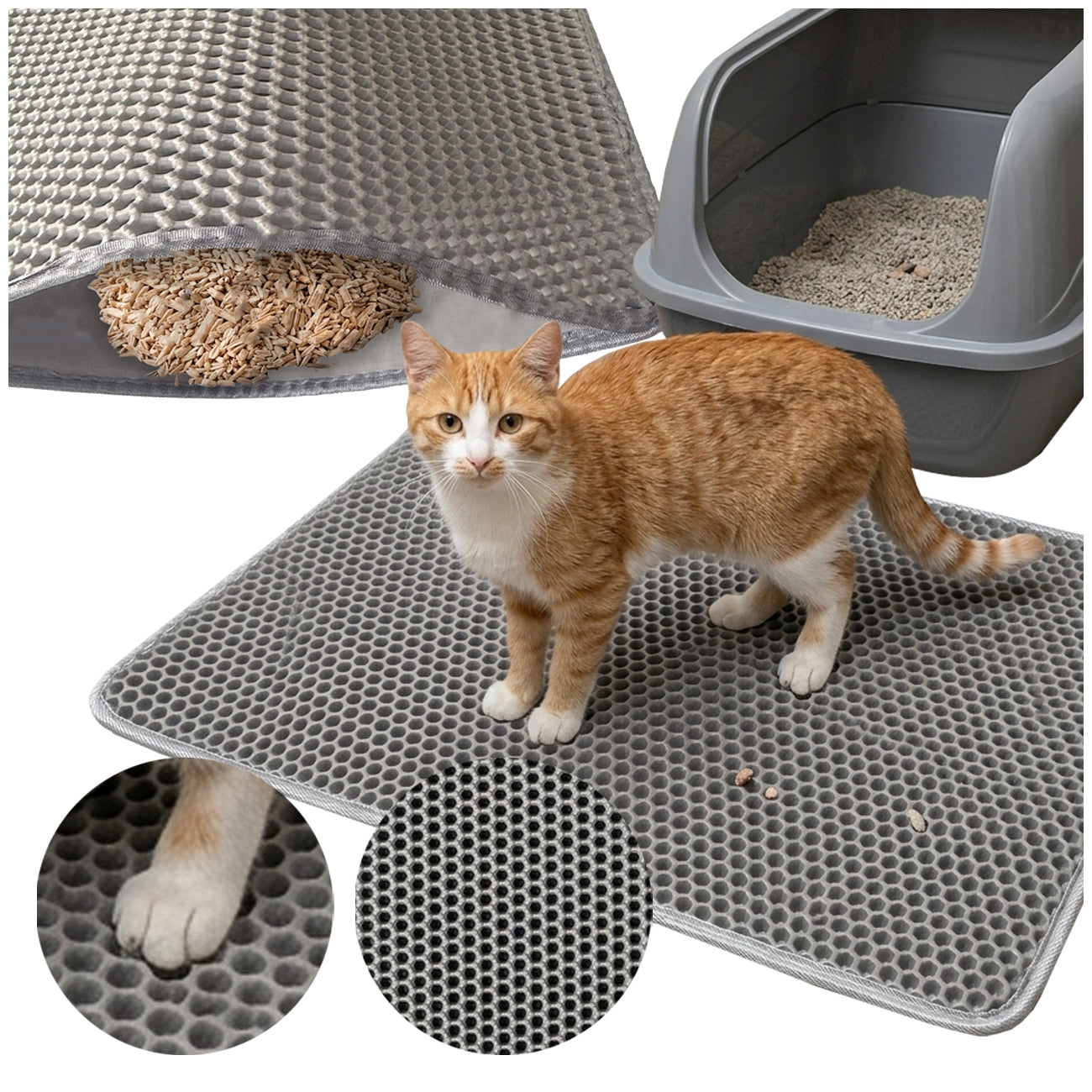 CAT LITTER BOX MAT CAT LITTER WIPER 60X45CM ANTI-SLIP