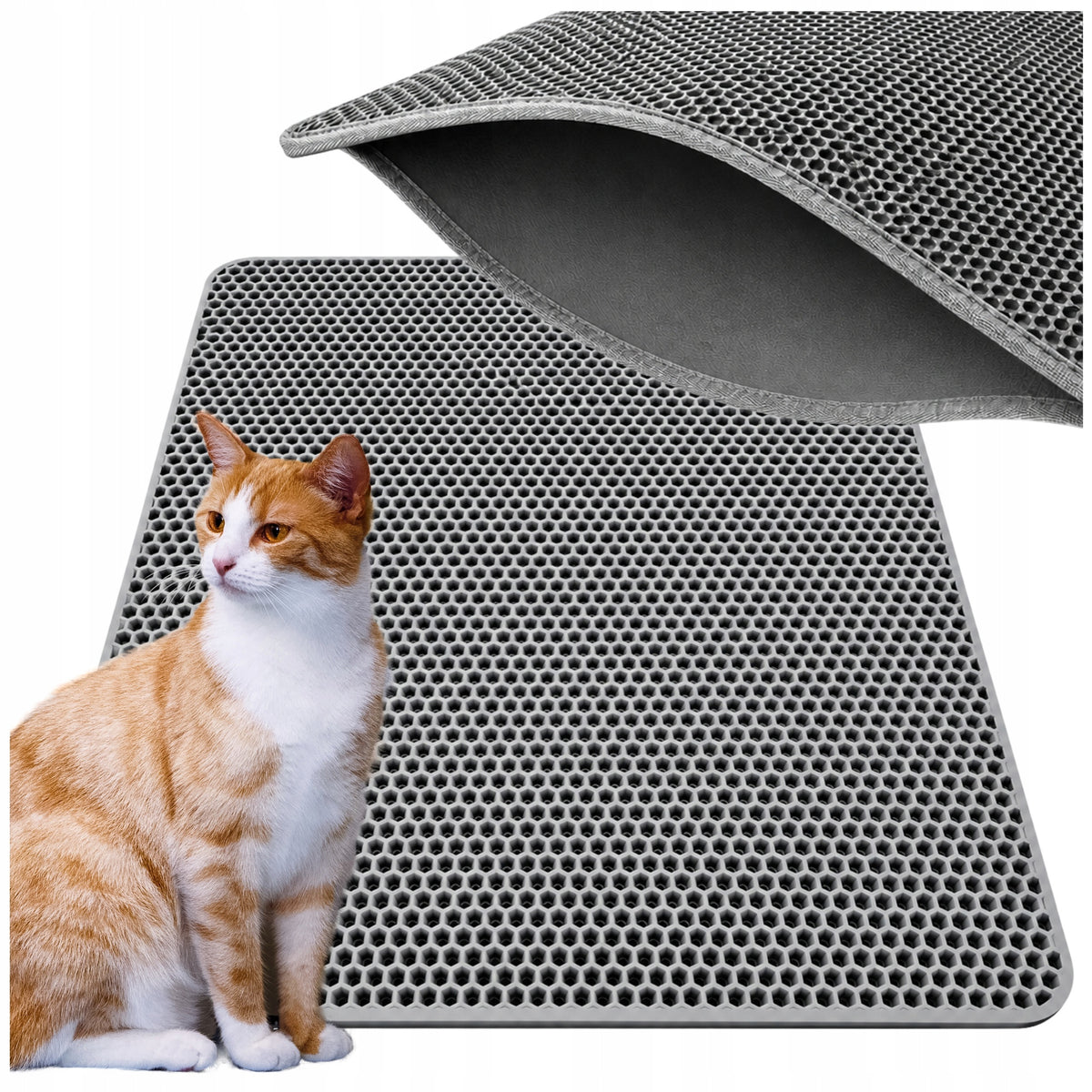 CAT LITTER BOX MAT COLLECTING LITTER GREY 50x40 cm