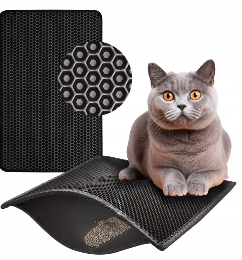 CAT LITTER BOX MAT LITTER WIPER PAD 60X45CM XXL BLACK