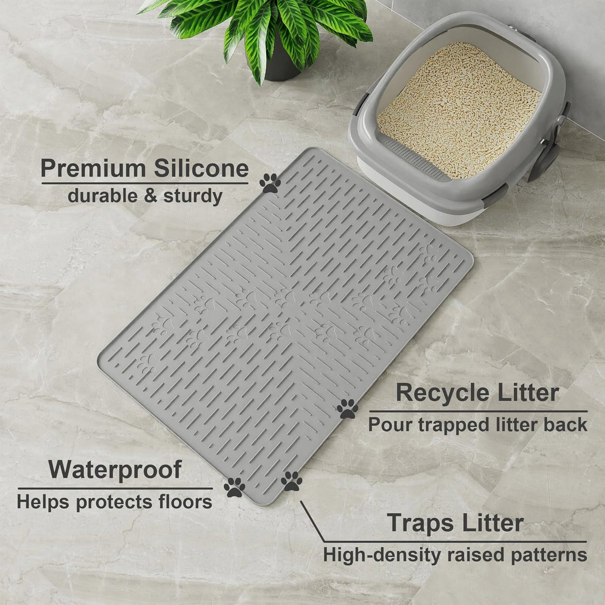 CAT LITTER BOX MAT SILICONE 60X40 CM WATERPROOF WITHOUT BPA Manufacturer code MATA KUWETA KOT SILIKON WODOSZCZELNA BEZ